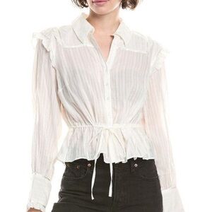 Free People Daybreak Ruffle Cotton Shirt